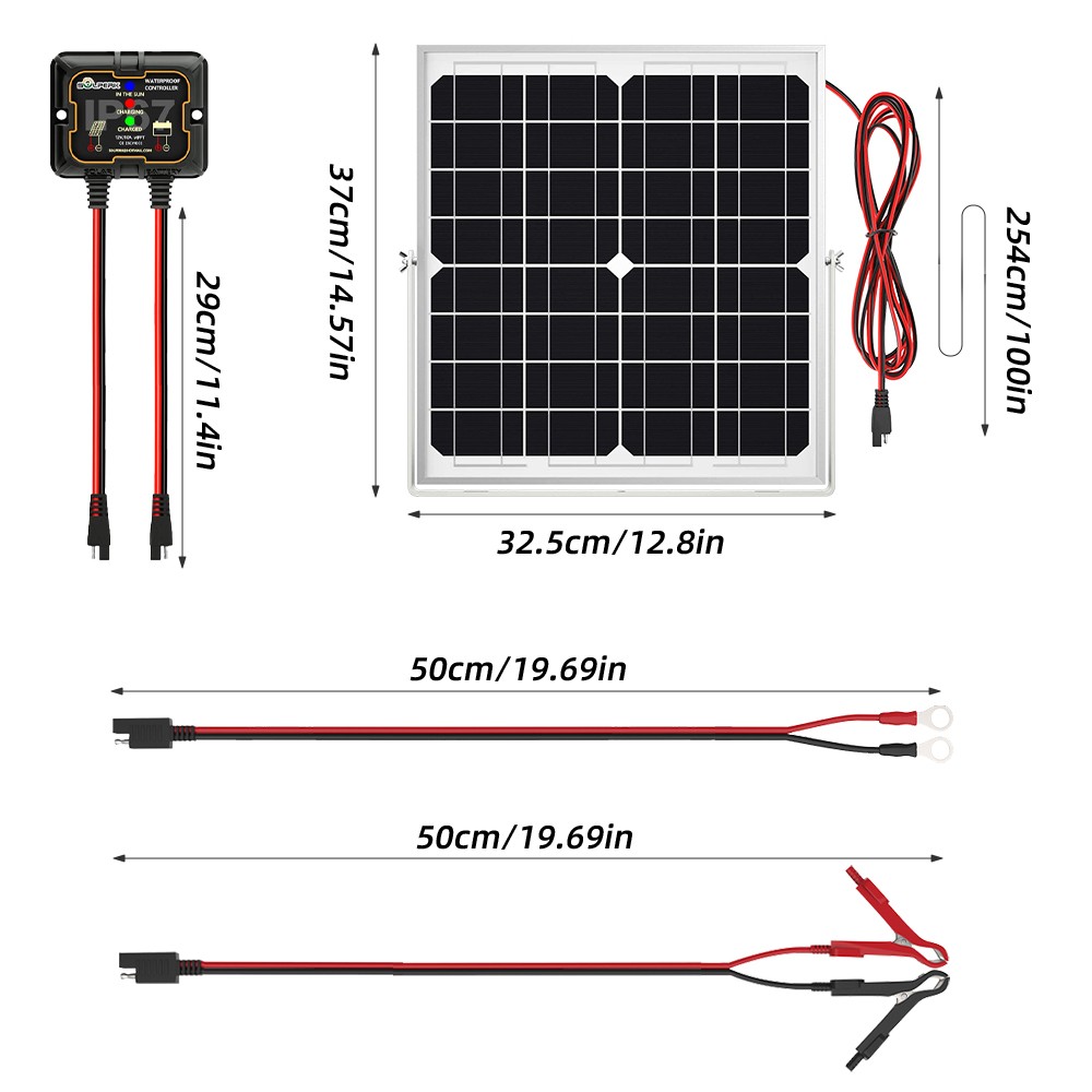 30W Watt Solar Panel 12V Trickle Charger Battery Charger Kit Maintainer Boat RV