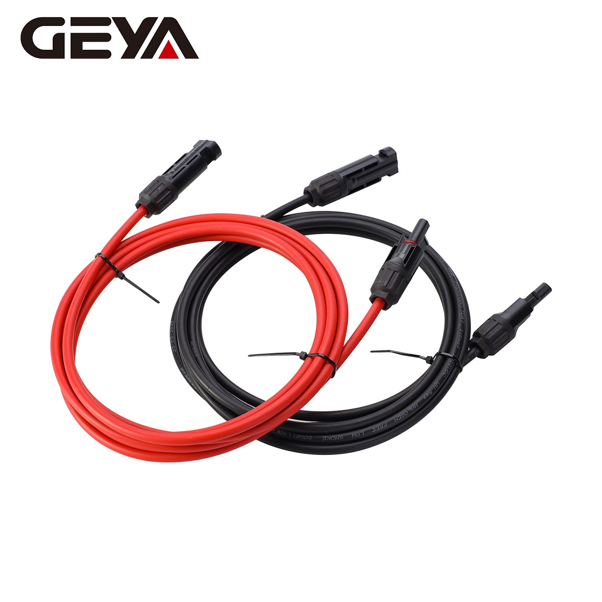 GEYA PV Wire Connector 10 AWG Solar Panel Extension Cable 1Pair Black & Red 6mm²