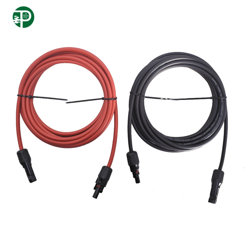 Black and Red Solar Panel Extension Cable Wire Connector 12/10 AWG 1 pair