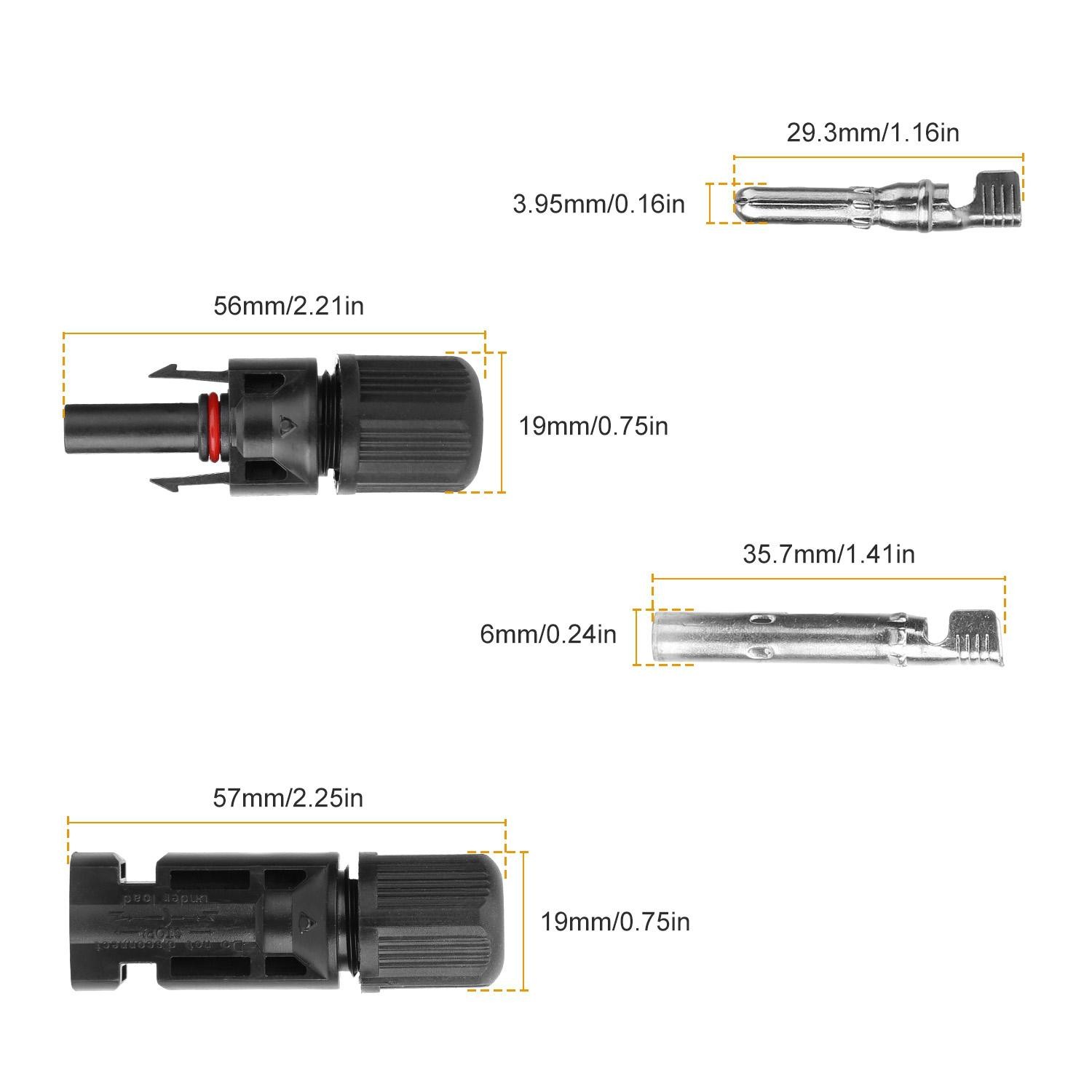 10 Pairs Solar Panel Connectors Wire Adapter Male/Female IP67 Waterproof