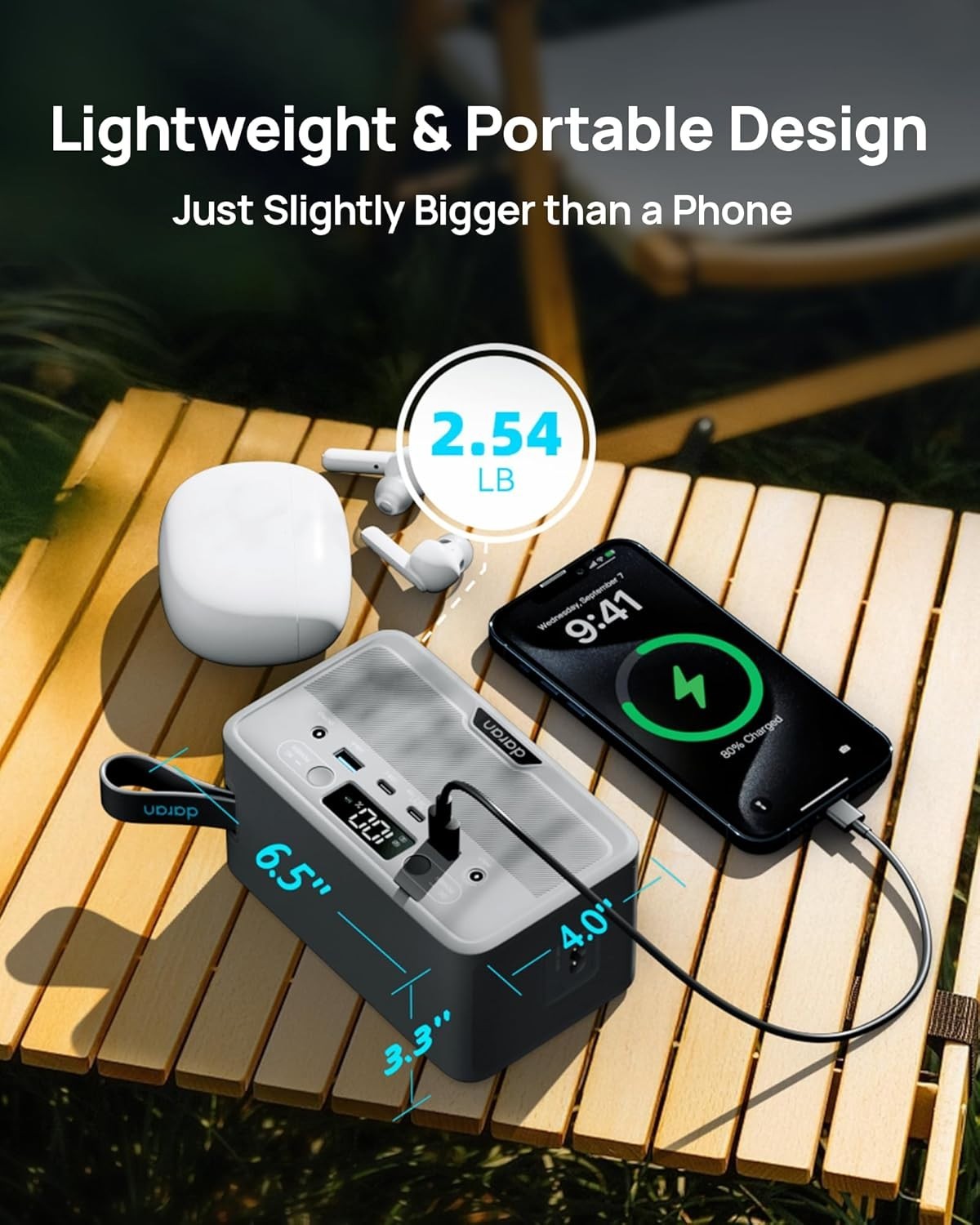 Lightweight 89.6Wh Portable Power Station with 7 Outputs for Camping & Home
