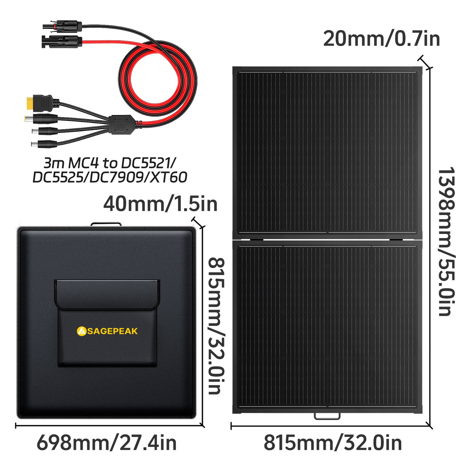 Solar Panel 400W 300W 200W 500W Power Supply Foldable Portable for PowerStation