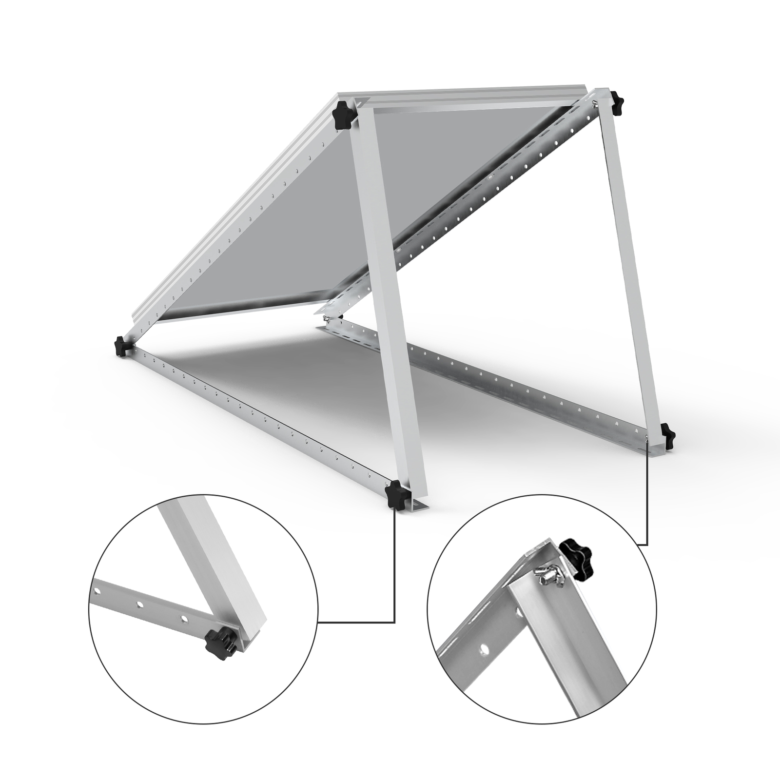 (45/47in）Solar Panel RV Tilt Mount Brackets Roof Flat Surface Adjustable Frame