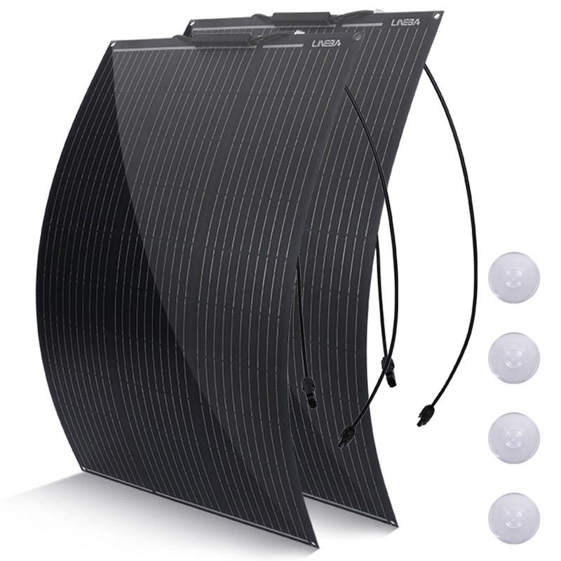 LINEBA 200W Portable Flexible Solar Panel RV Camping Off-Grid Rooftop 12V/24V