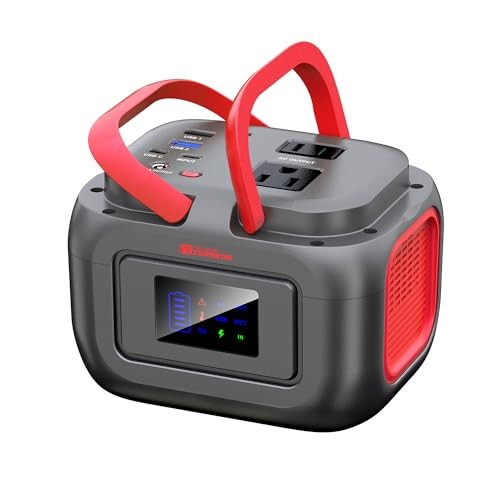 Portable Power Station 120W, Outdoor Power Bank Generator with AC Grey Red