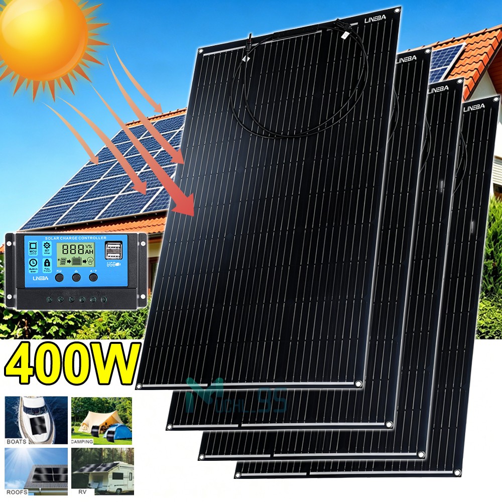 400W 12V Flexible Solar Panel Monocrystalline for Marine RV Trailer Boat Camping