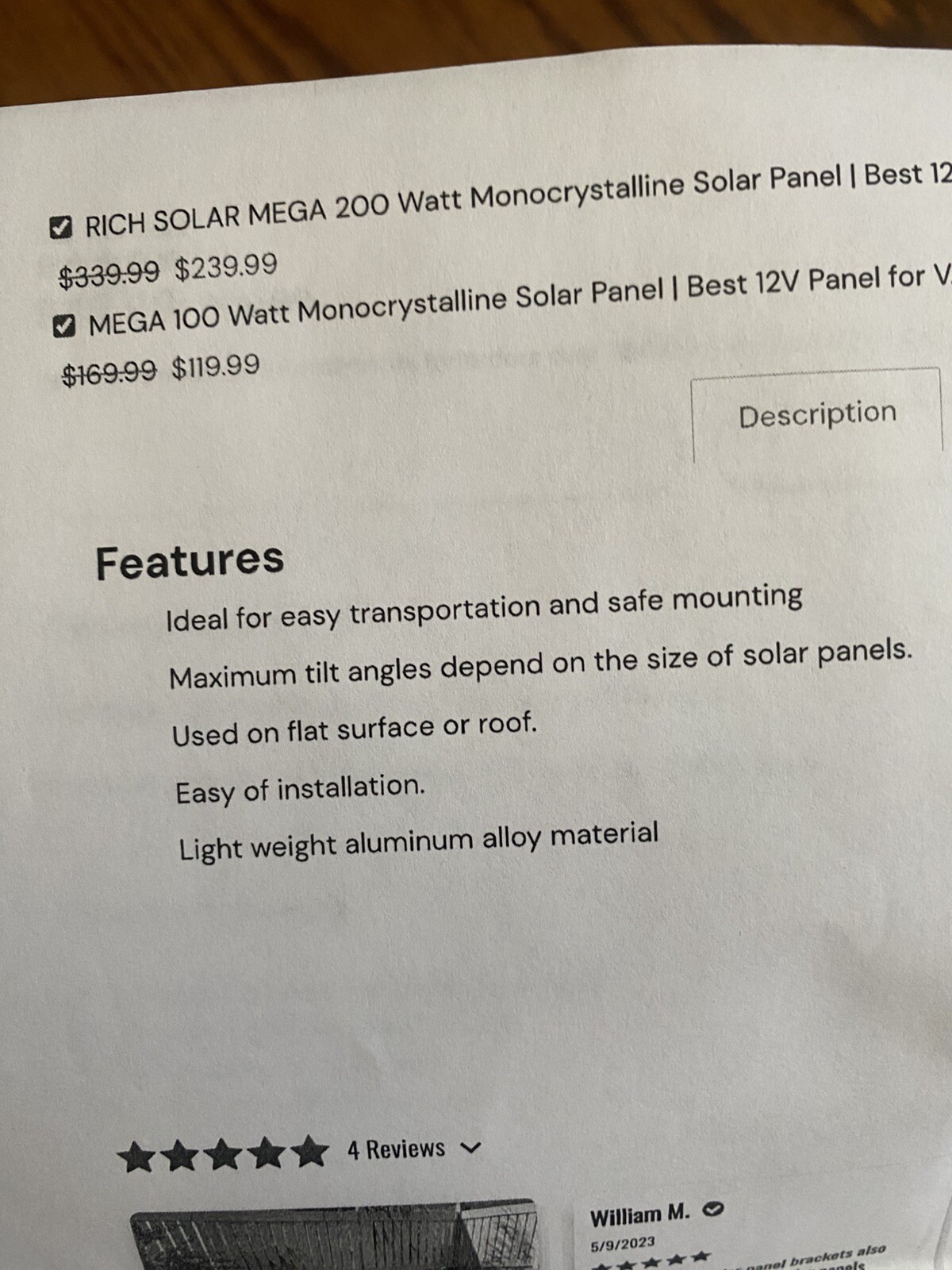 Solar Panel RV Tilt Mount 28” Brackets Kit System Roof Flat Surface Adjustable