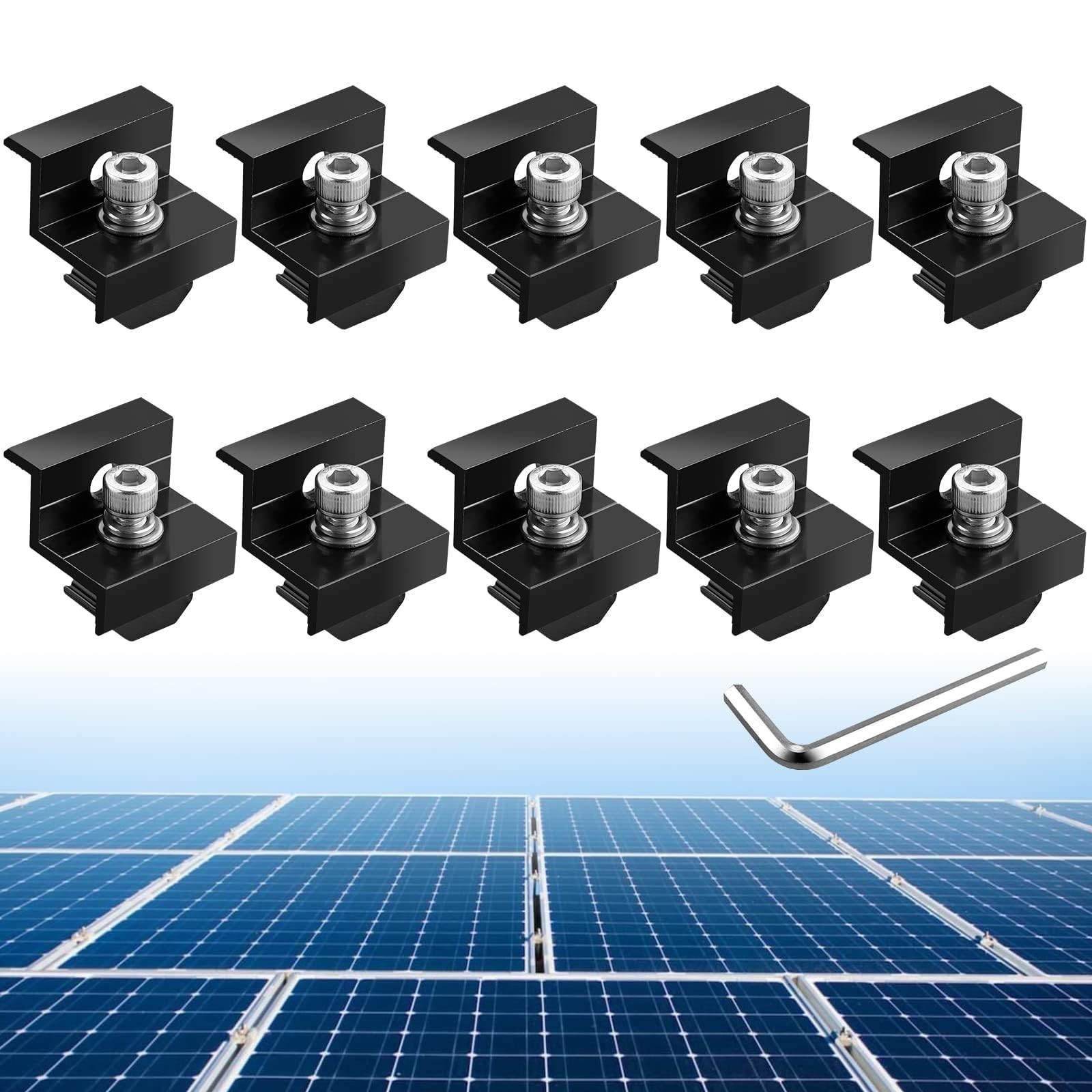 10pcs Solar Panel End Clamp Z Brackets Kit 30mm/35mm Aluminum Mounting Hardware