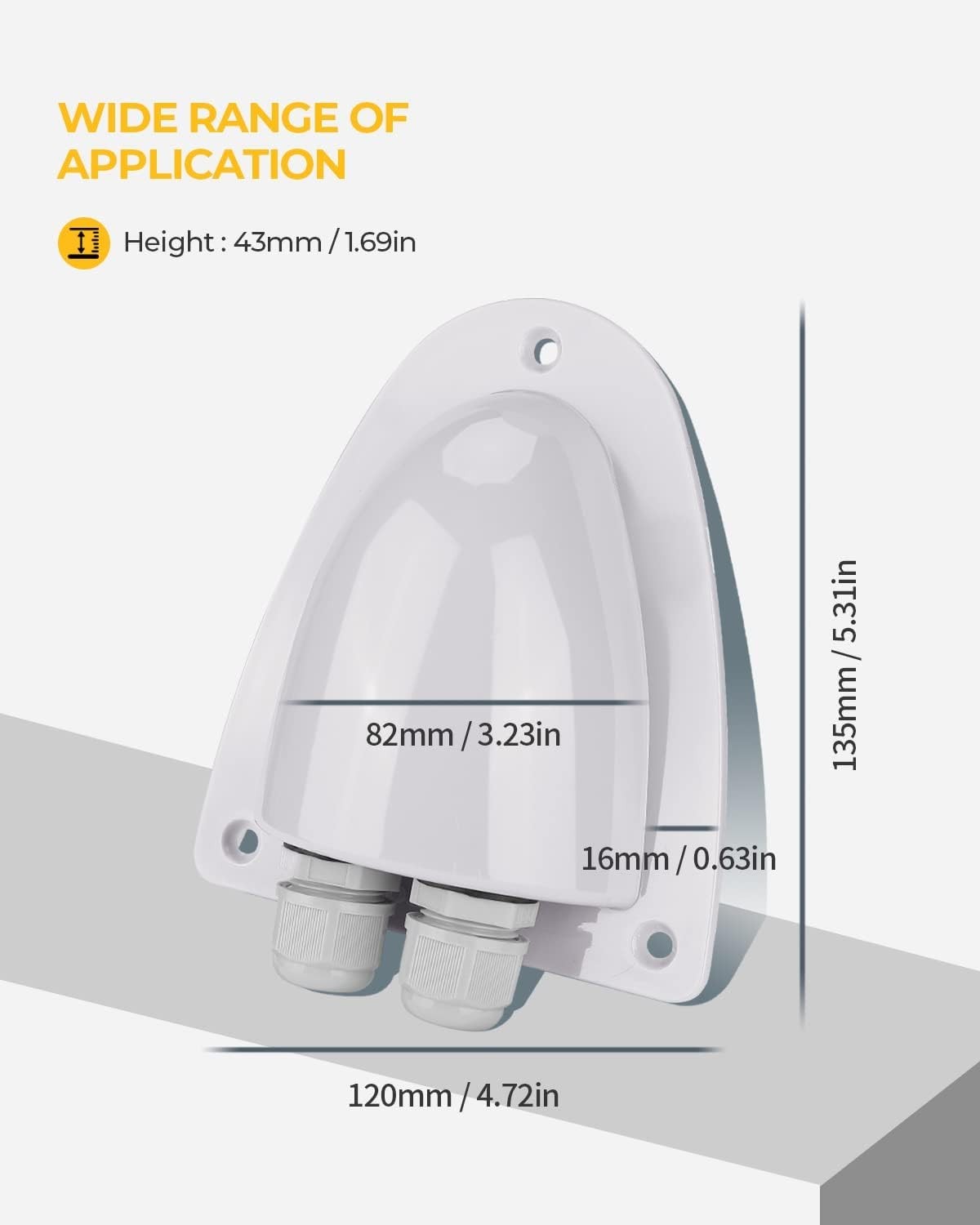 White Solar Double Cable Entry Gland Box, Ideal for RVs & Marine Use