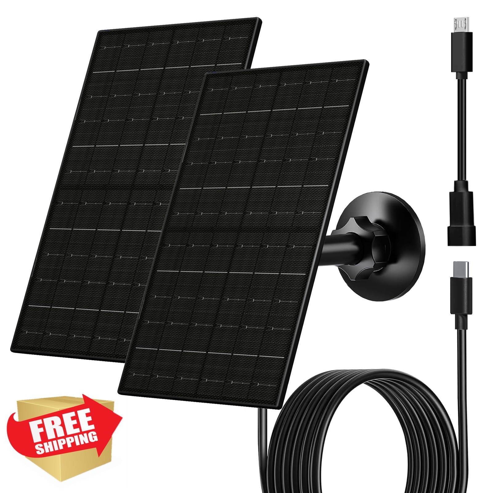 FUTUREZEN 6W Solar Panel Black 2 Pack USB-C
