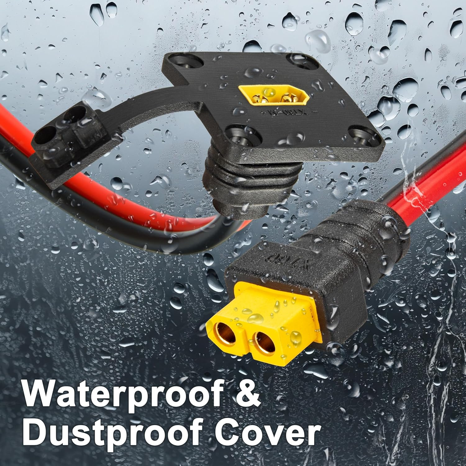 3FT 12AWG XT60 Male to Female Waterproof Panel Cable with Red Black Wires High C
