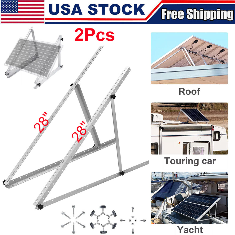 Solar Panel RV Tilt Mount Brackets Kit System Roof Flat Surface Adjustable Frame