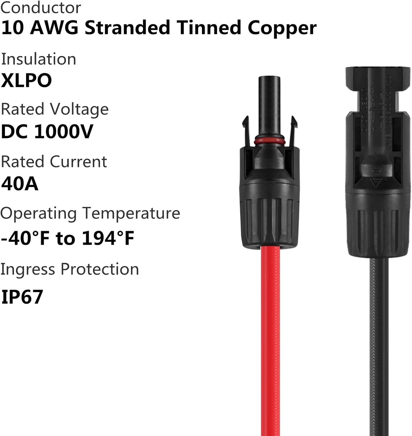 Solar Parallel Connector Y Splitter 1Y3 10 AWG Solar Cable Connector (Red & Blac