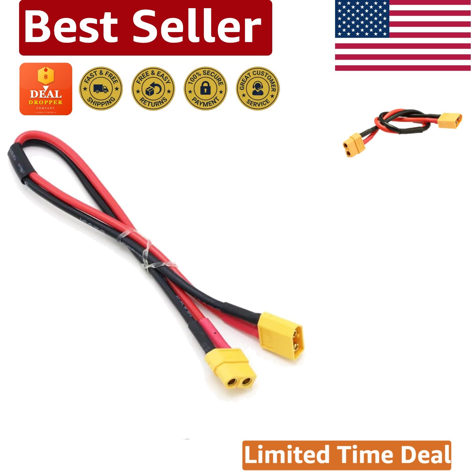 50CM XT60 Extension Cable with 12AWG Silicone Wire for RC Battery Charging