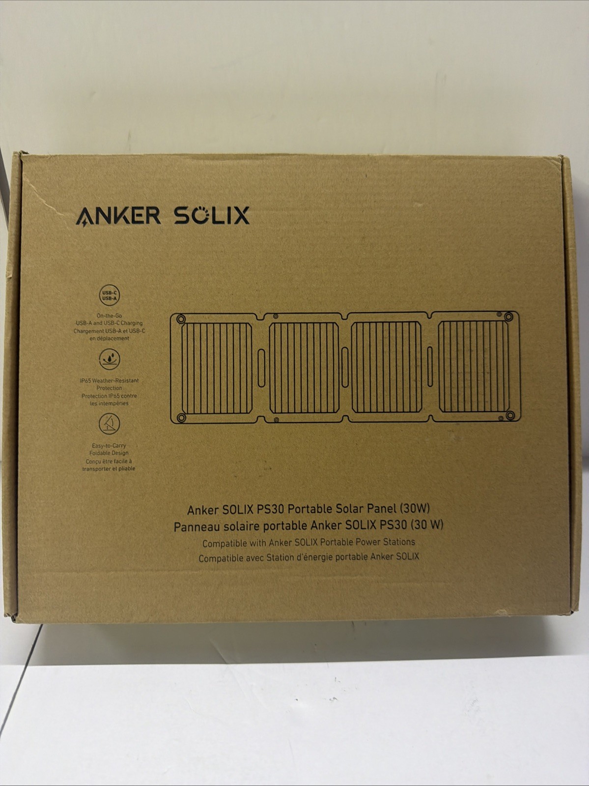 Anker Solix PS30 Solar Panel 30W Foldable Portable Solar Charger 2-Ports