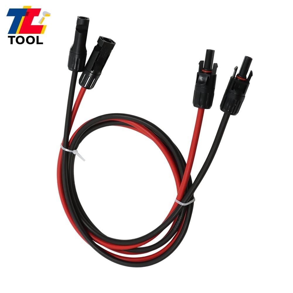 1 Pair 5FT 10AWG Solar Panel Extension Cable Wire Connector Black + Red