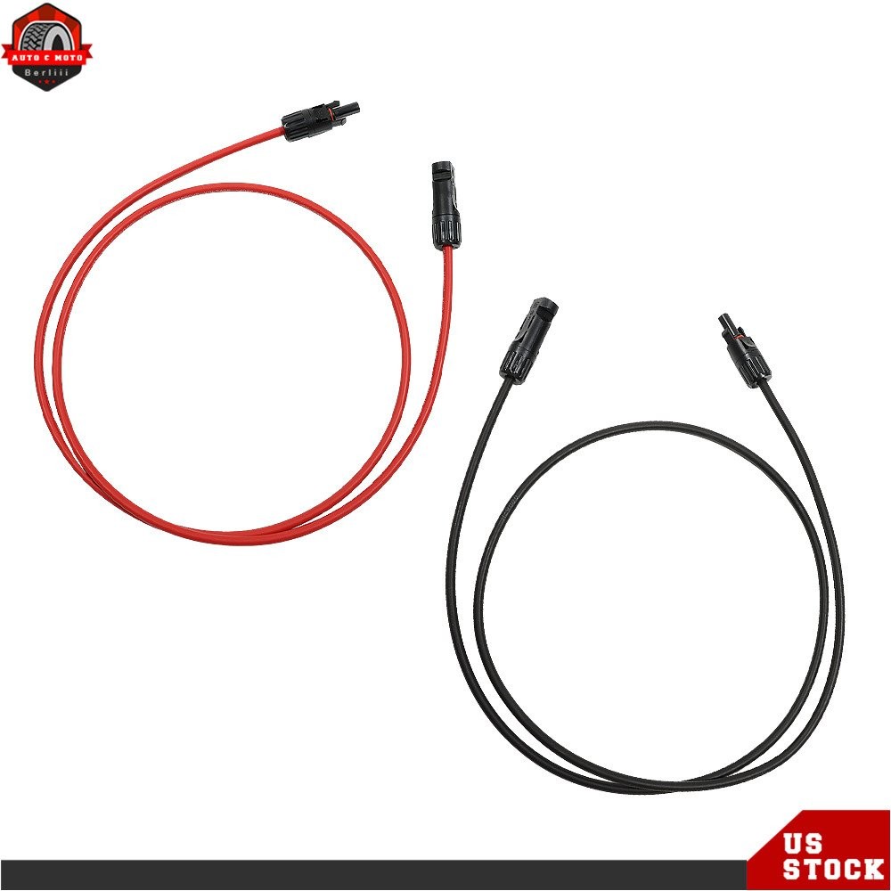 1 Pair Black + Red Solar Panel Extension Cable Wire Connector 12/10 AWG New