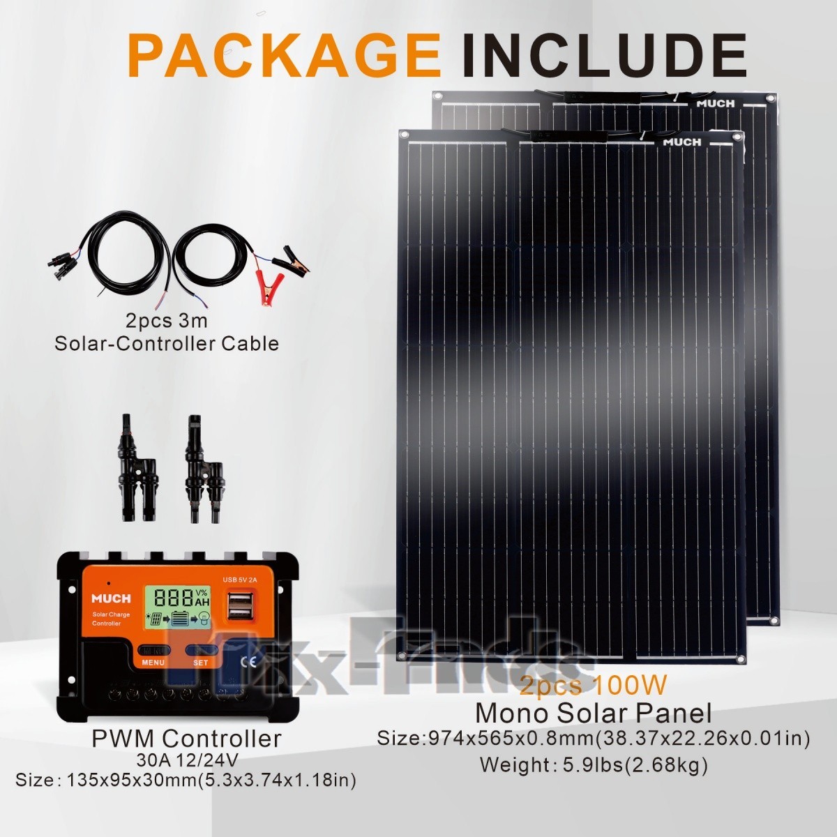 200W Flexible Solar Panel + Controller MC4 Connector RV Camping Off-Grid Rooftop