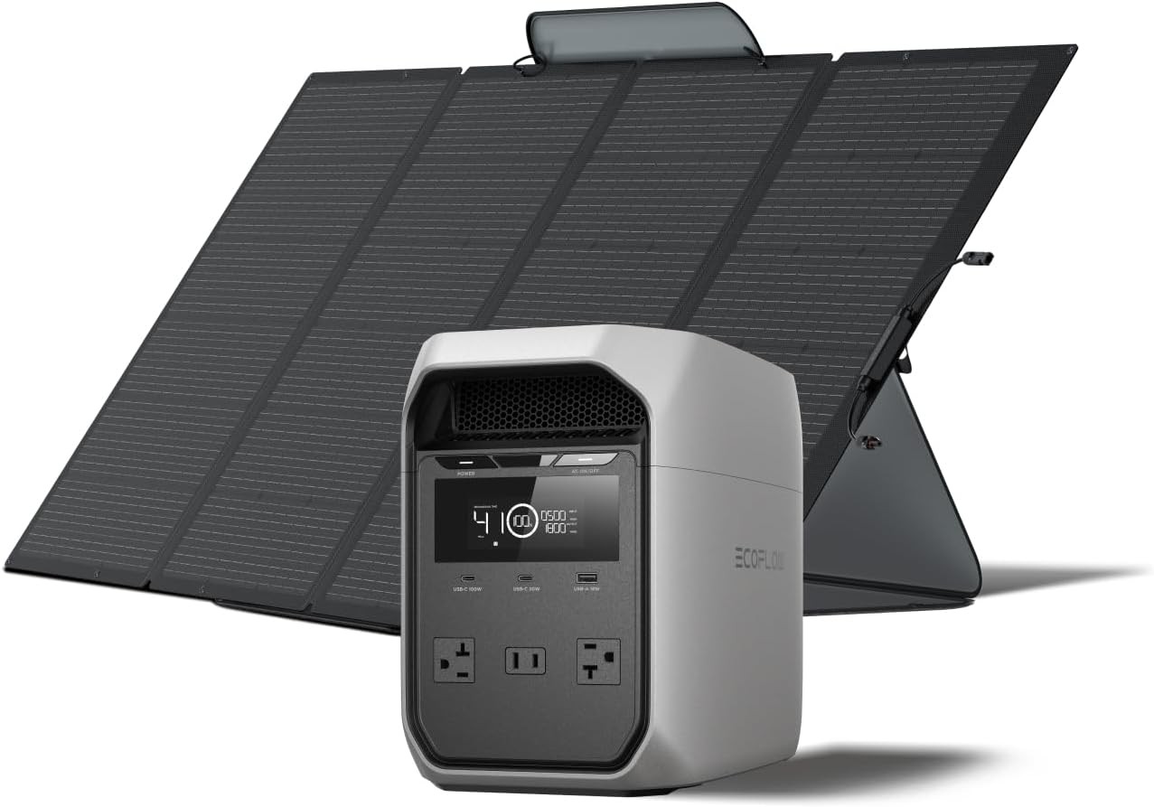 1024Wh LiFePO4 (LFP) Battery, 1800W AC/100W USB-C Output, Solar Generator