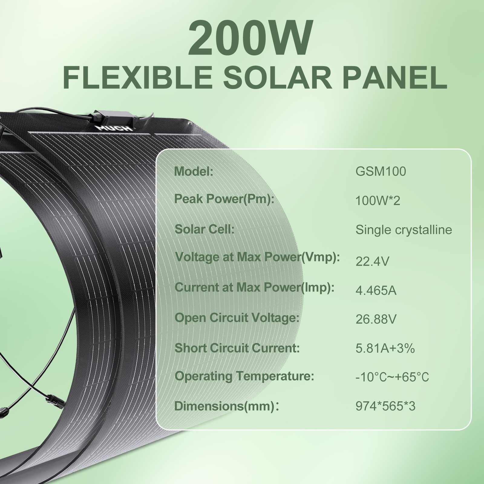 200W High Efficiency Solar Panel Mono Home RV Rooftop Camping Off-Grid US New