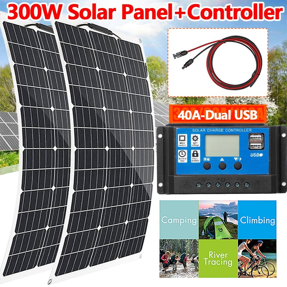 150W 300W Flexible Solar Panel Mono 12V Portable for Camping Home RV Boat Marine