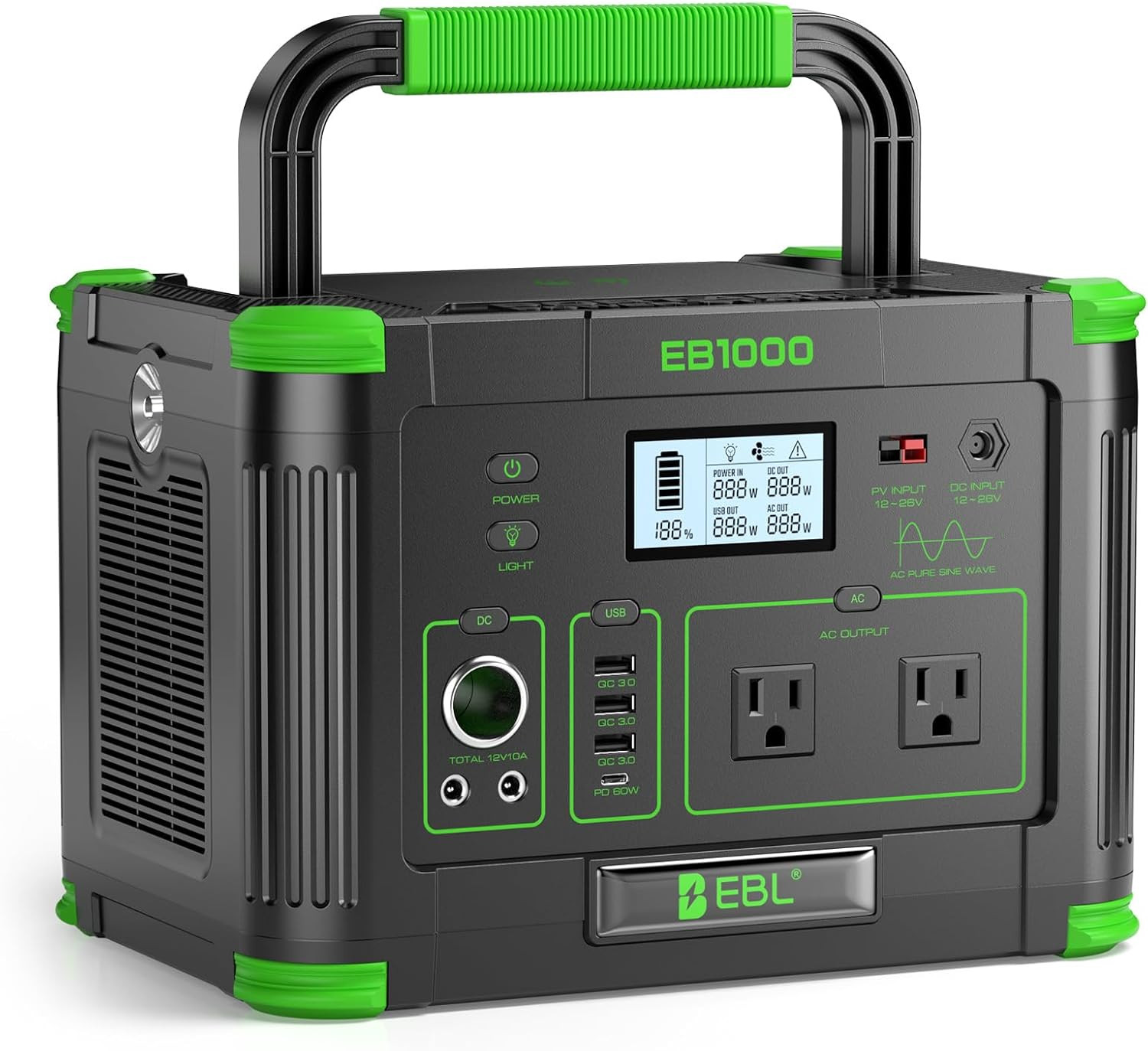 Portable Power Station 1000W Solar Generator 999Wh Fast Charging Backup Battery
