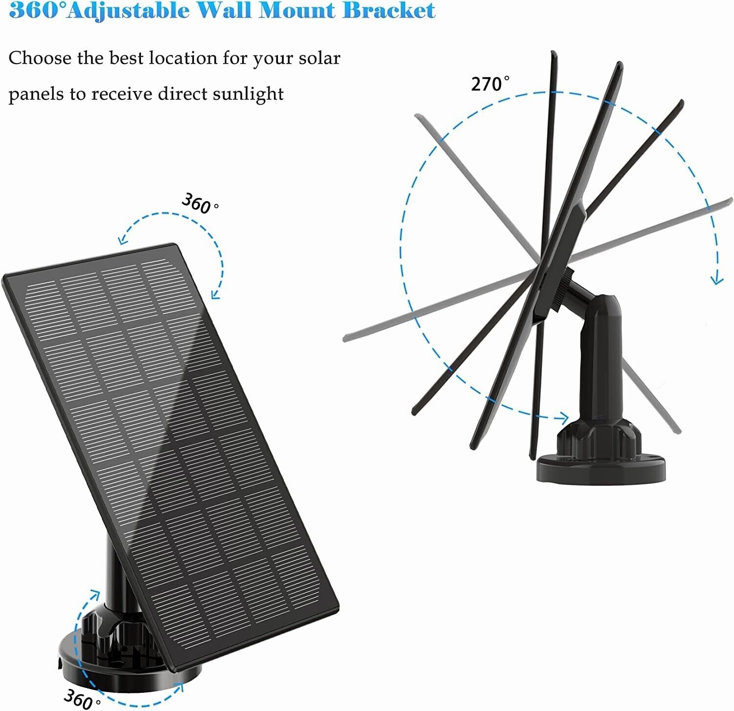 4W Solar Panel Charger for Ring,Eufycam,Wyze,Reolink Rechargeable Battery Cam