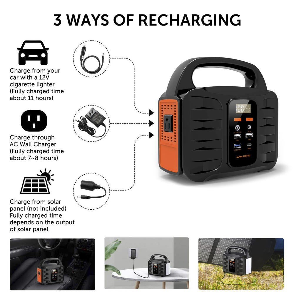 Portable 100W Lithium Ion Portable Power Station Solar AC 12V Outlet Recharge