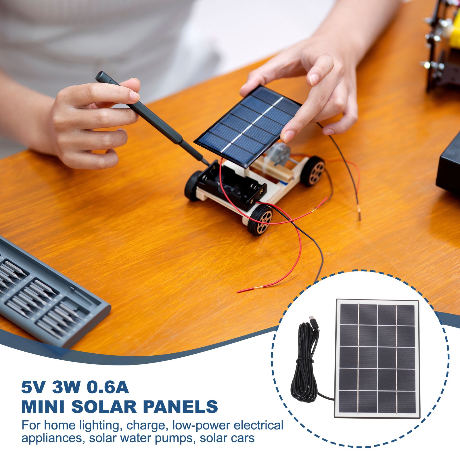 3W Solar Panels for Security Camera, 5V 0.6A USB Solar Panel Charger, Black