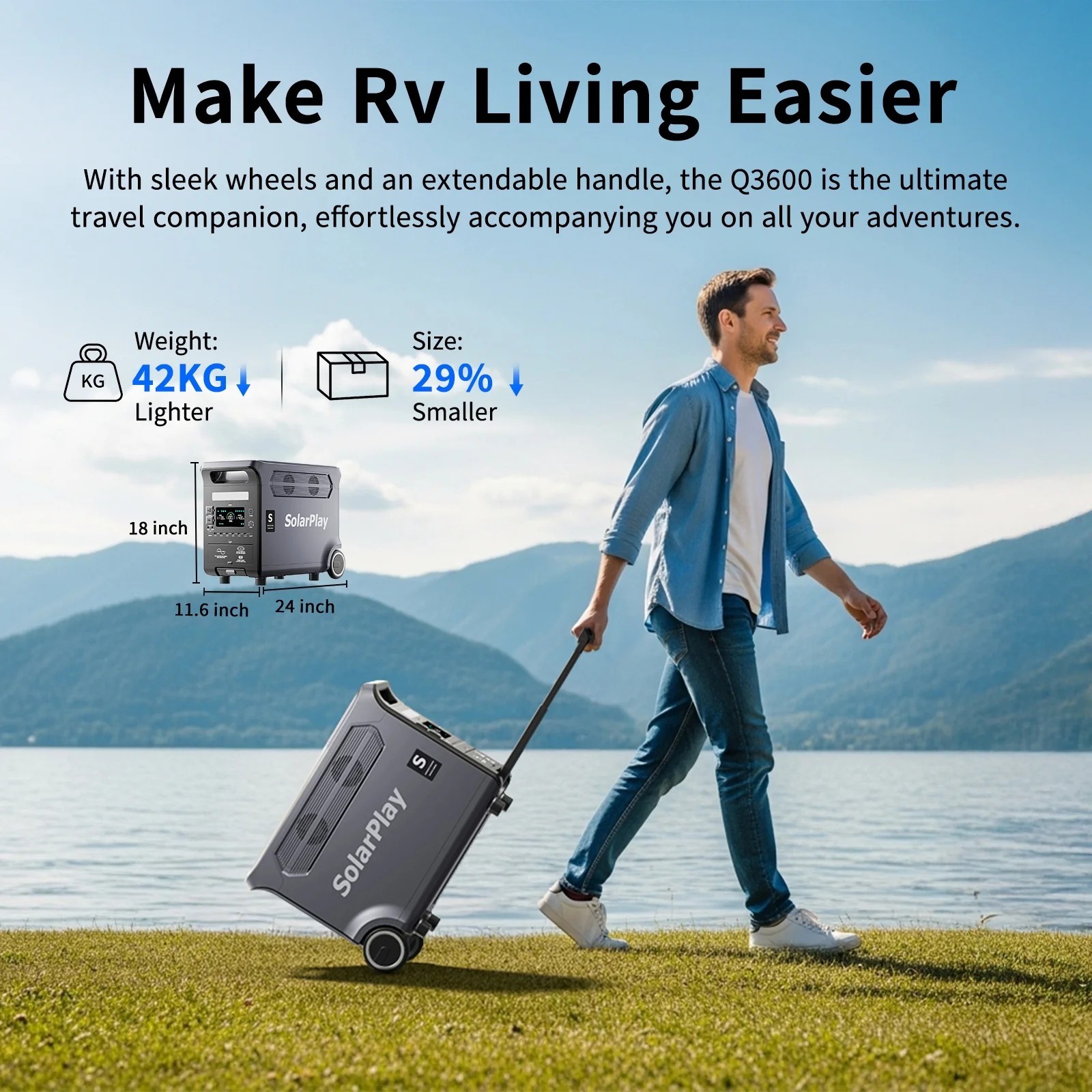 SolarPlay Q3600 3840Wh Portable Power Station With 400W Solar Panel for Camping