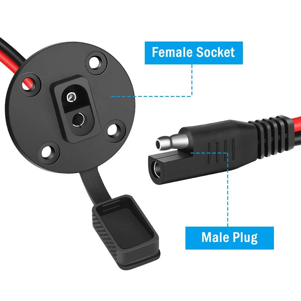 Rectangular SAE Power Socket Sidewall Port Connector Weatherproof SAE Power Sock
