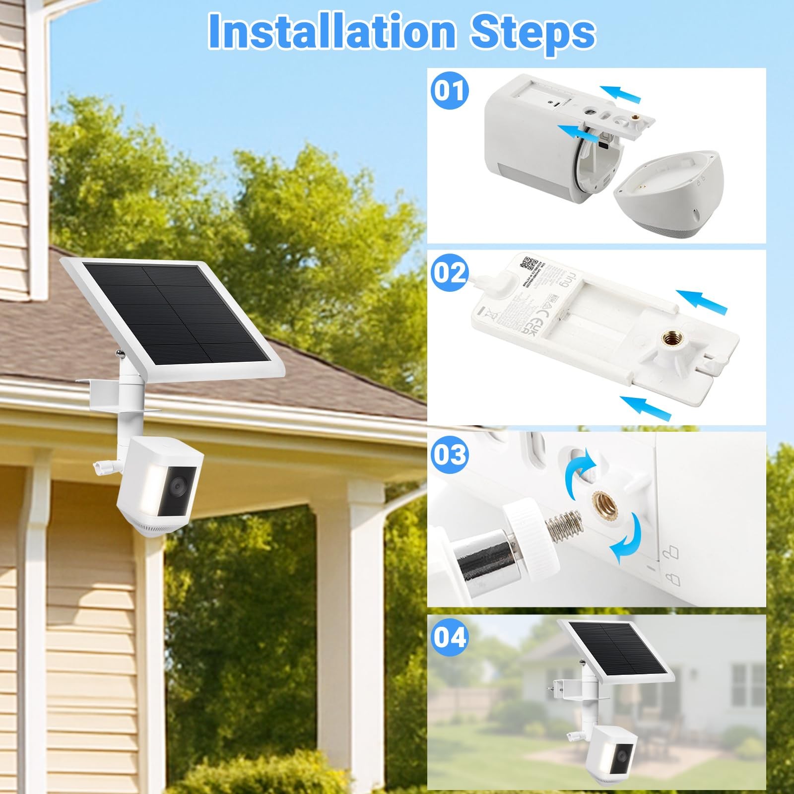 2-in-1 No-Drill Gutter Mount Bracket for Ring Cameras & Solar Panels | 360° A…