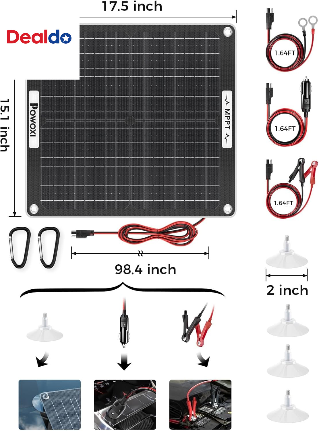 30W Solar Battery Charger: 12V Solar Car Battery Trickle Maintainer – with MPPT