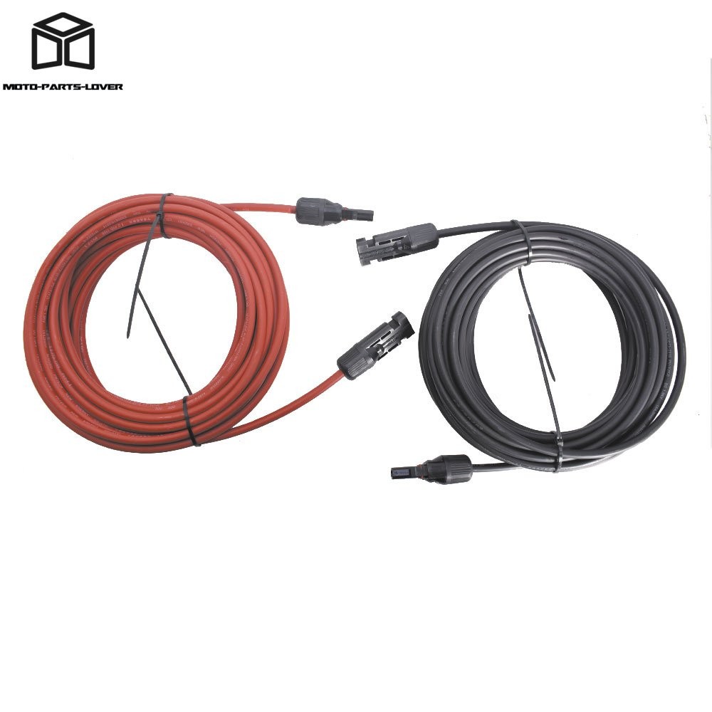 1 Pair Black + Red Wire Connector 10AWG Solar Panel Extension Cable 30 Feet