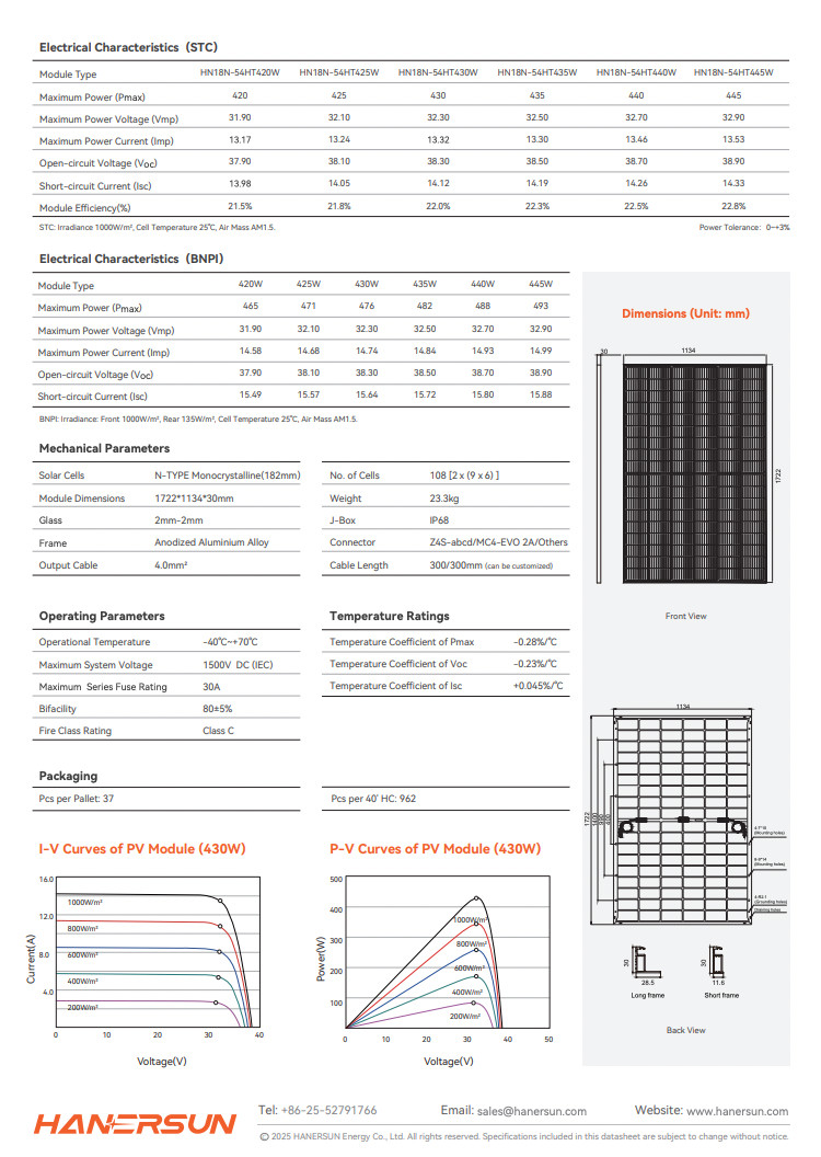 Solar Panel Kit 3.5kW Off-Grid with Hanersun HITOUCH 5N 440W Panels & Growatt