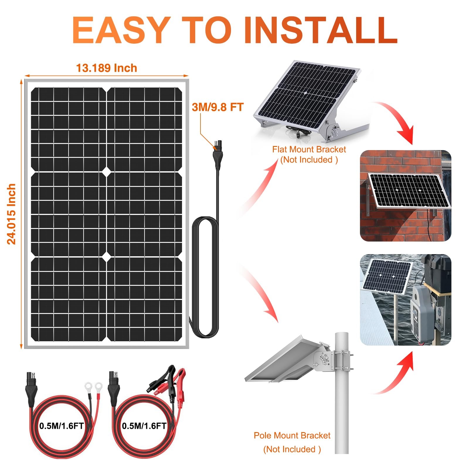 12V 30W Solar Panel Battery Charger Ultra, Built-in UltraSmart MPPT Charge Co…