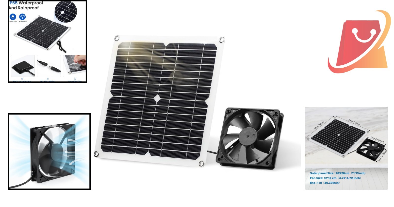 Solar Fan Kit 12W Weatherproof for Chicken Coops Greenhouses Sheds Pet Houses