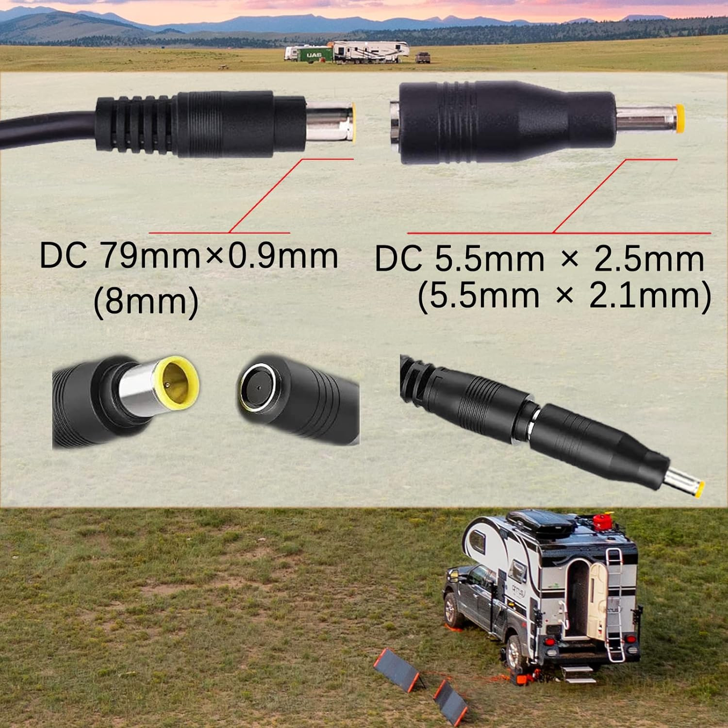 Solar Panel Adapter, DC7909 Female to DC5525 Male Connector, 8Mm to 5.5Mm…