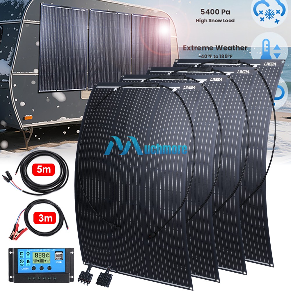 Flexible 200W 400W Ultra Thin Mono Solar Panel Kit 18V for RV Camping Off-Grid