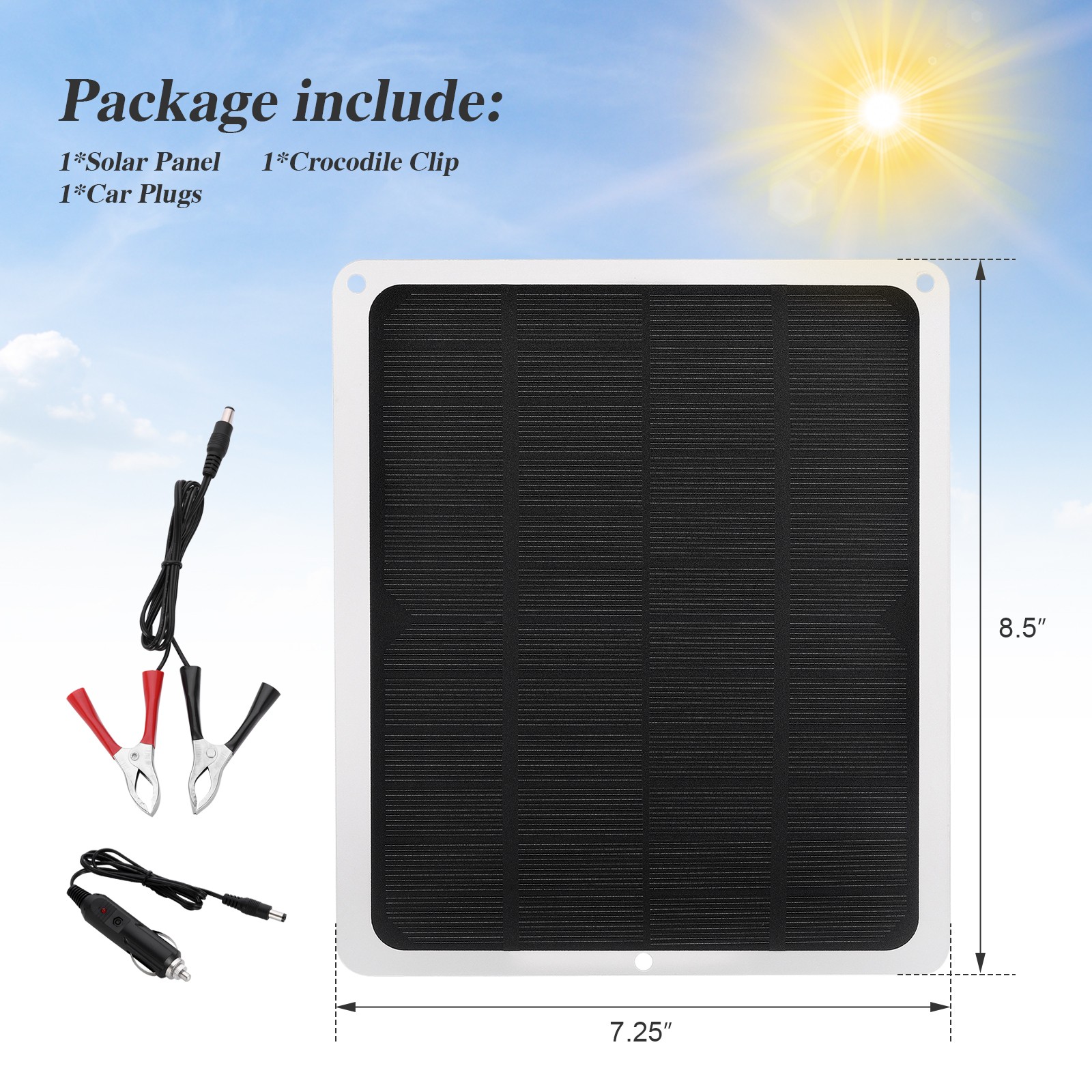 10W Solar Panel Kit 12V Trickle Charge Battery Charger Maintainer Marine RV Car