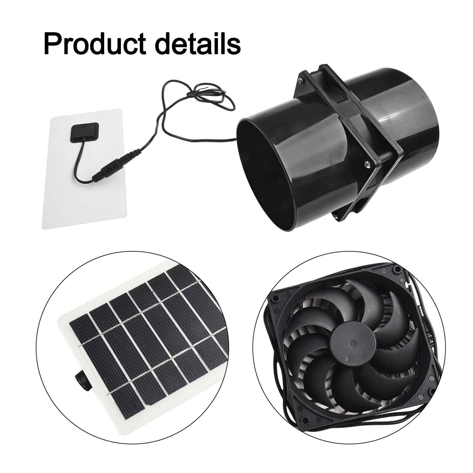 Air Circulation V Weatherproof ABS Solar Power Black Solar Power Fan W V