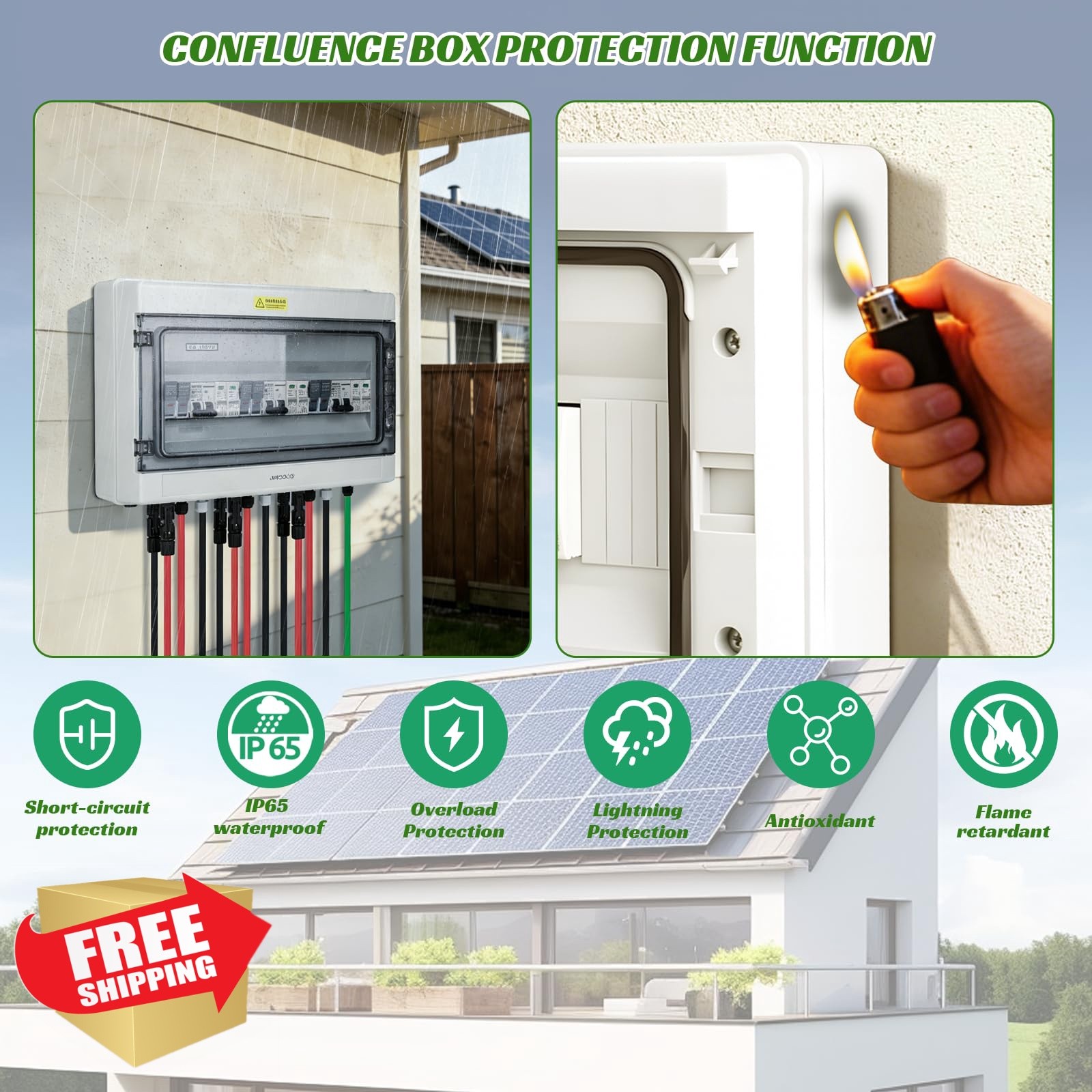 JINDOUZI 3 In 3 Out 20A 500V Solar Combiner Box