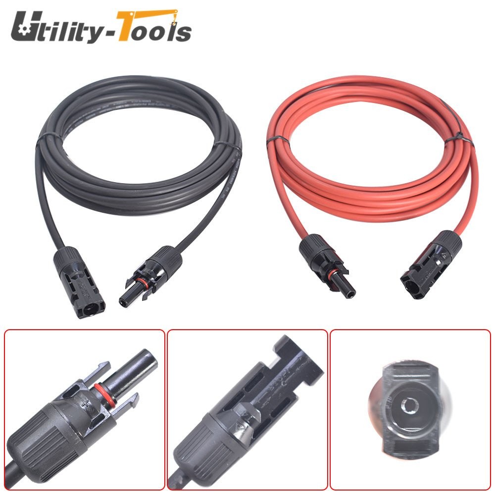 12/10 AWG 1 Pair Black + Red Solar Panel Extension Cable Wire Connector