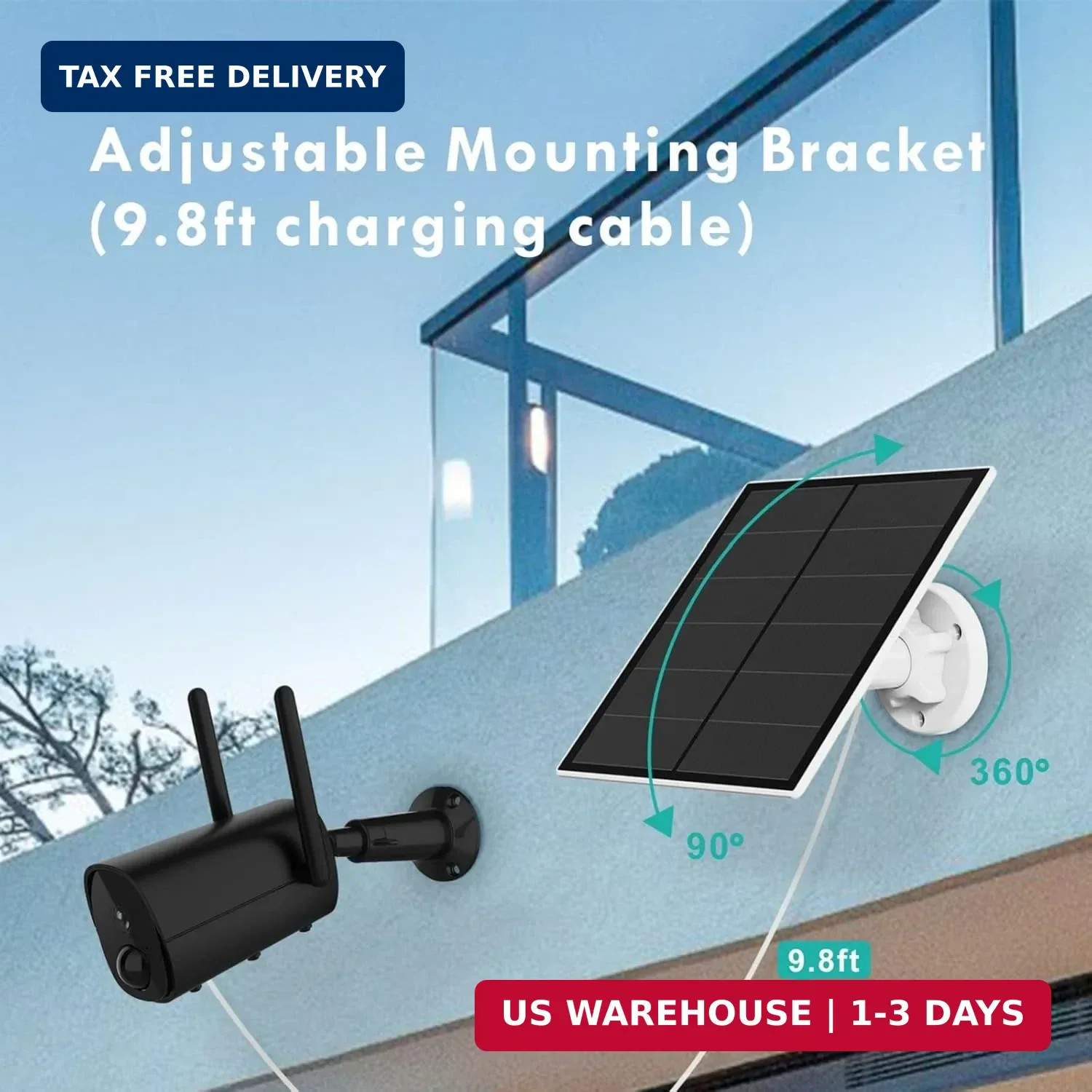 5W Solar Panel for Security Camera Outdoor, 5V USB Solar Panel Charger Compatibl