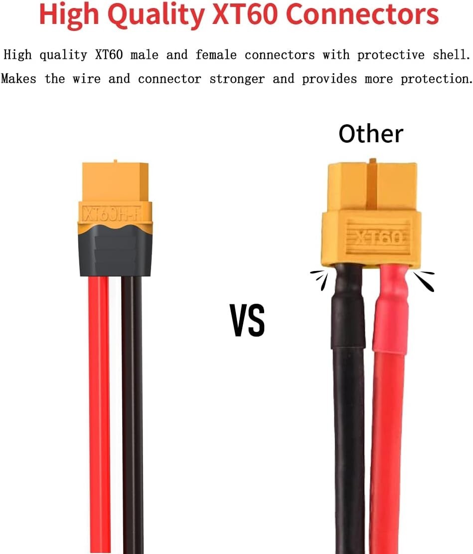 XT60 to XT90 Adapter 4 Pieces 12AWG XT60 Female to XT90 Male Connector Cable