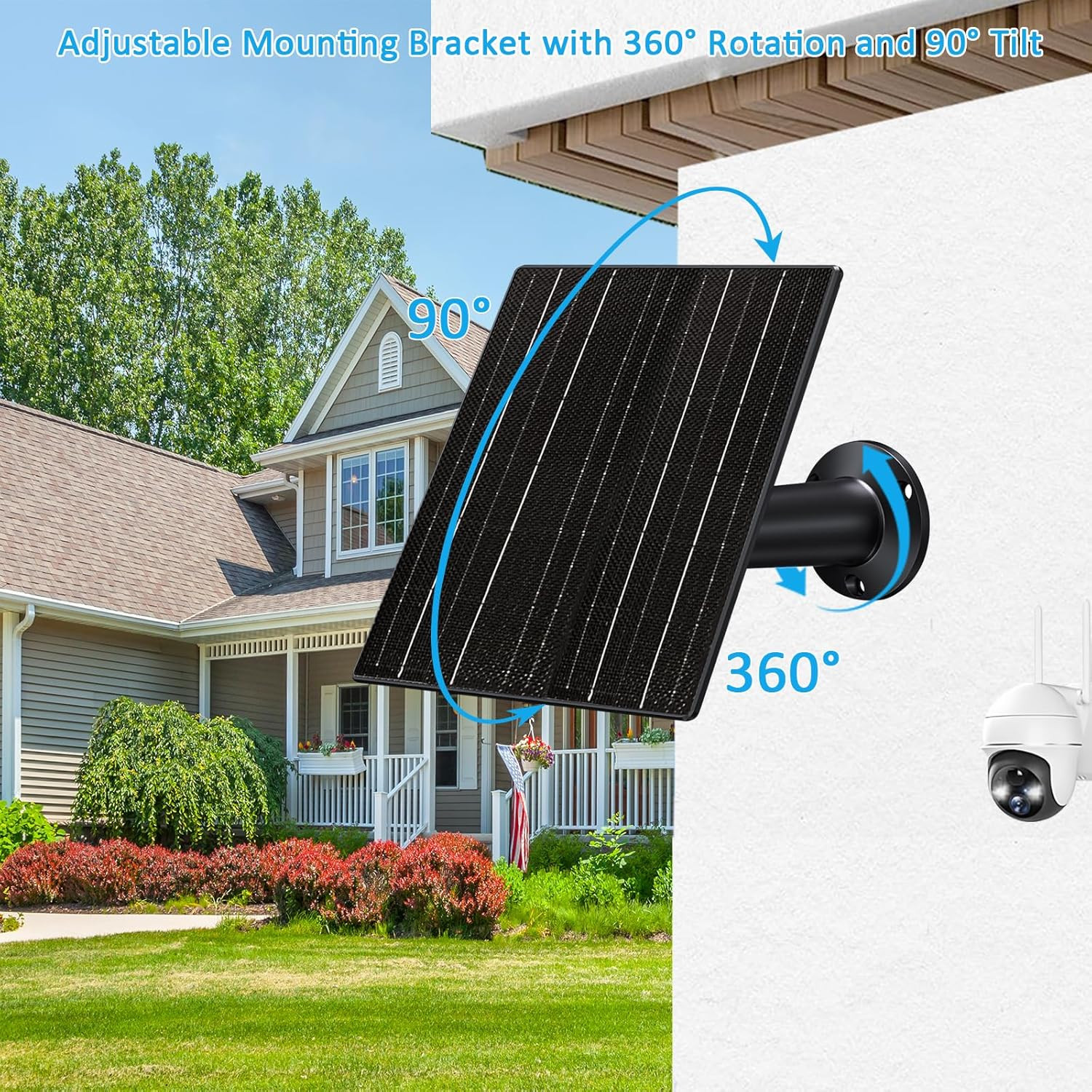 10W Solar Panel with 10400Mah Battery for Security & Trail Cameras, 5V/12V Adjus