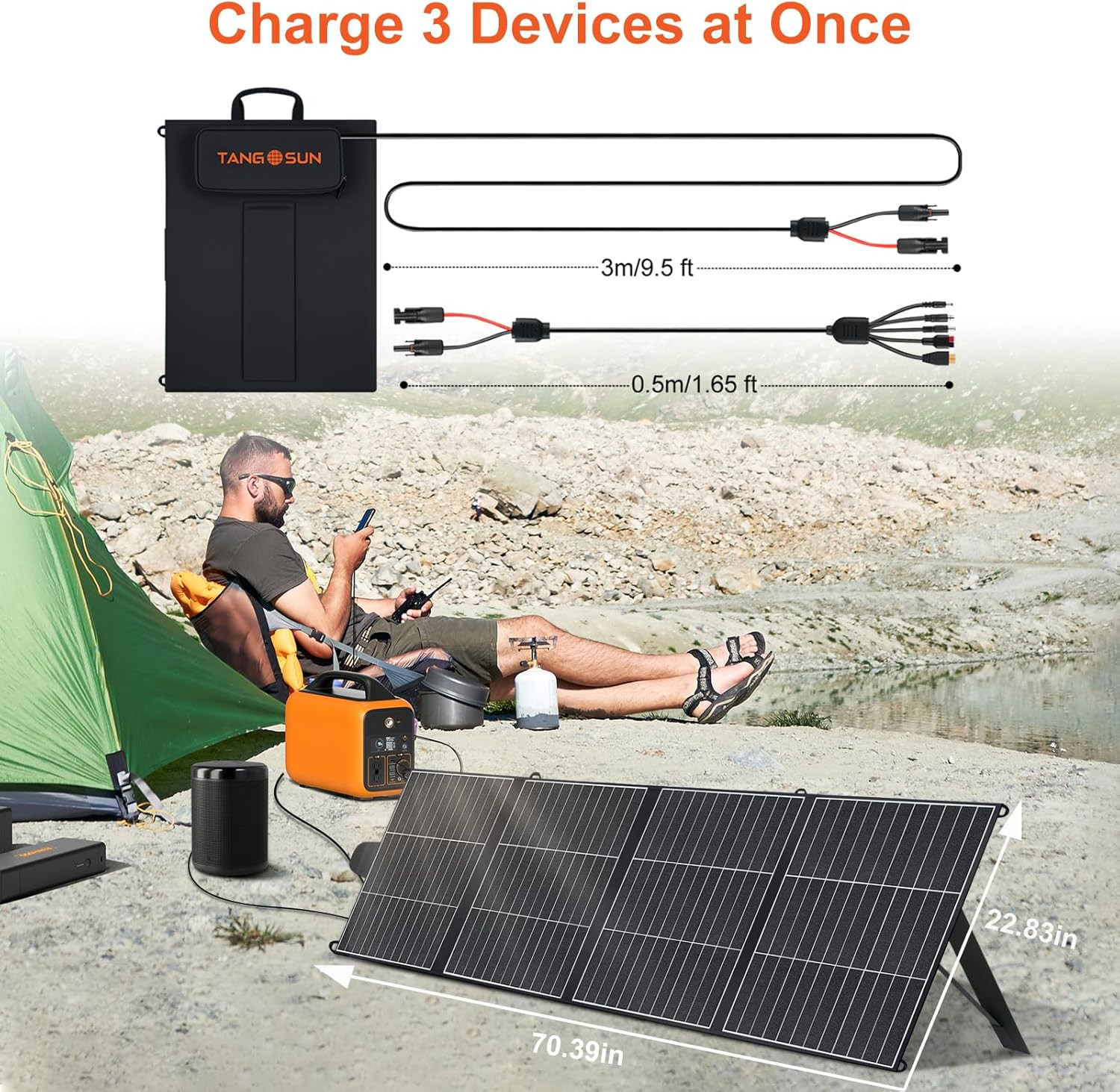 200W Portable Solar Panel for Power Station 25% Efficiency HPBC Cells ETFE Folda