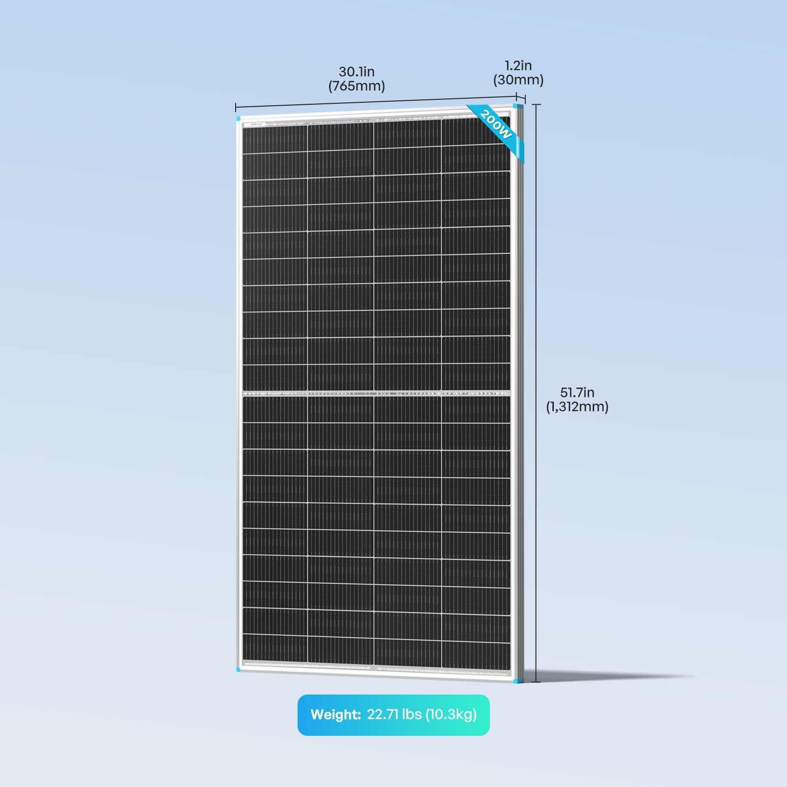 Renogy Bifacial Solar Panel 200W N-Type 16BB 25% High-Efficiency Solar Off-Grid