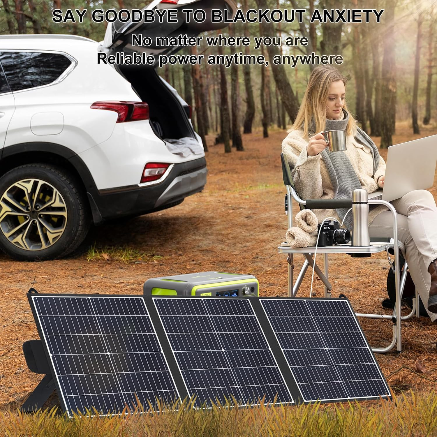 100W Portable Solar Panel 20V Foldable Solar Charger with USB-A, Type-C & DC Out