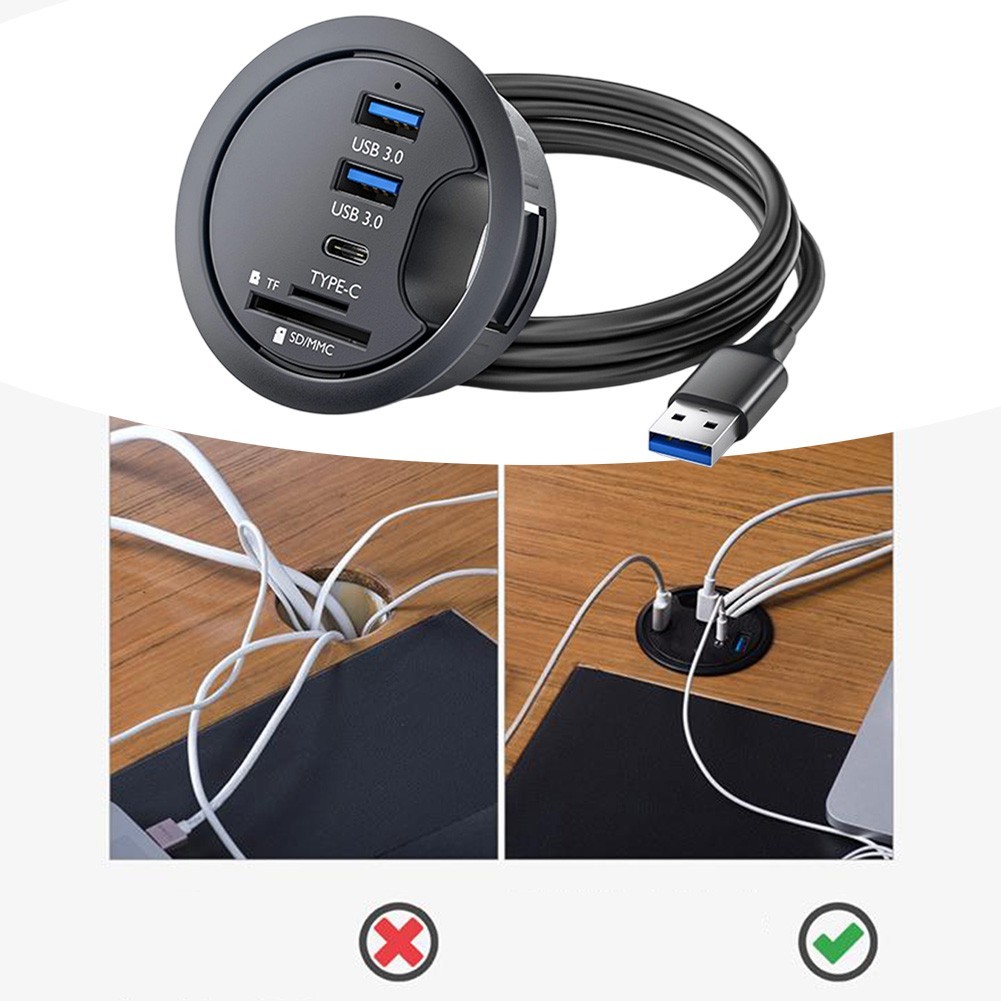 Desk Grommet Hub Data Management Easy Installation Enhanced Data Transfer Speeds